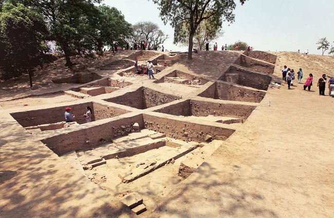 The ASI's excavation that is underway at Purana Quila