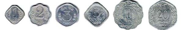 In 1964, India introduced aluminium coins for denominations up to 20p.