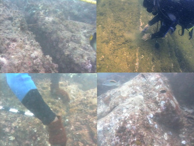 Remains of underwater structures off Mahabalipuram