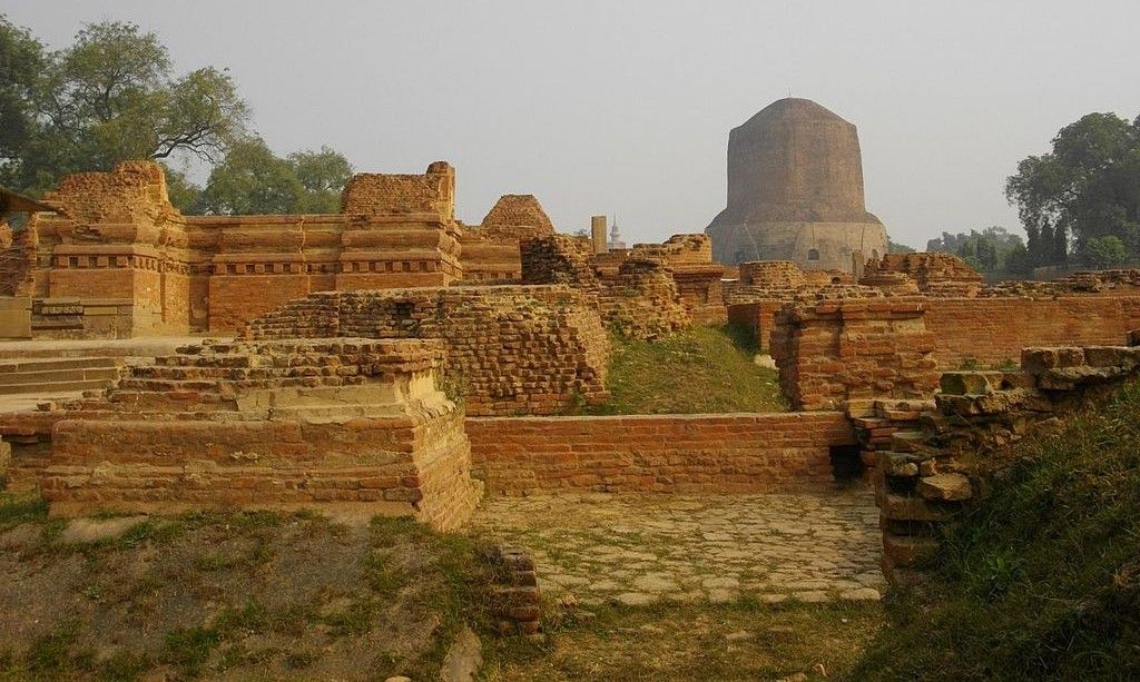 Ancient Buddhist monasteries near Dhamekh Stupa Monument Site, Sarnath