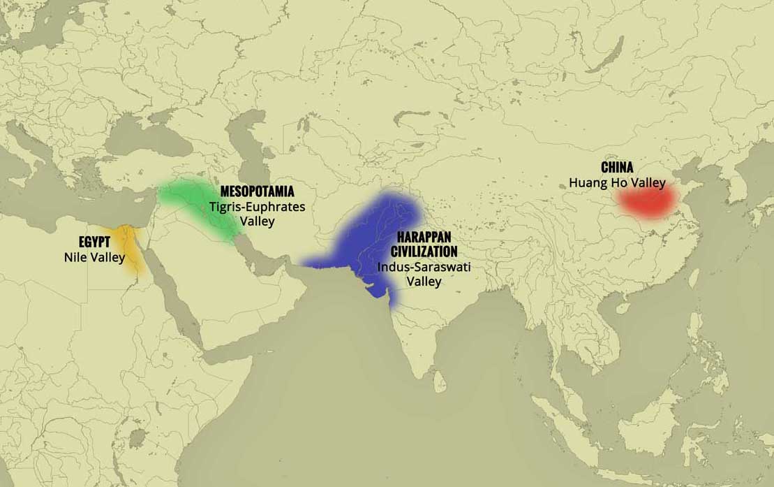 Map of four ancient civilizations