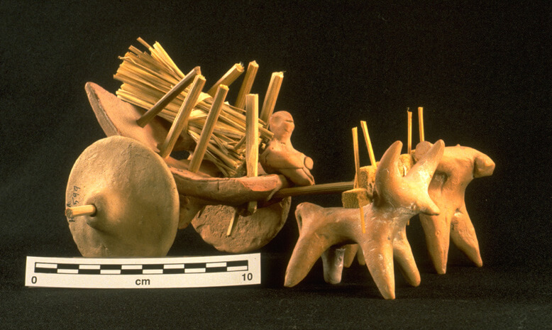 Clay model of a cart, pulled by oxen or water buffalo; Indus Valley Civilization