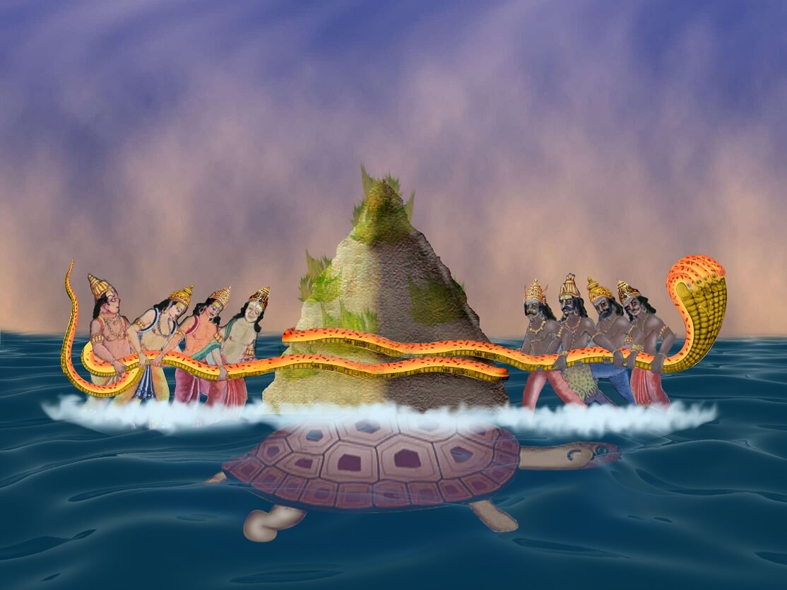 Samudra manthan (Sanskrit: समुद्रमन्थन, lit. churning of the ocean)